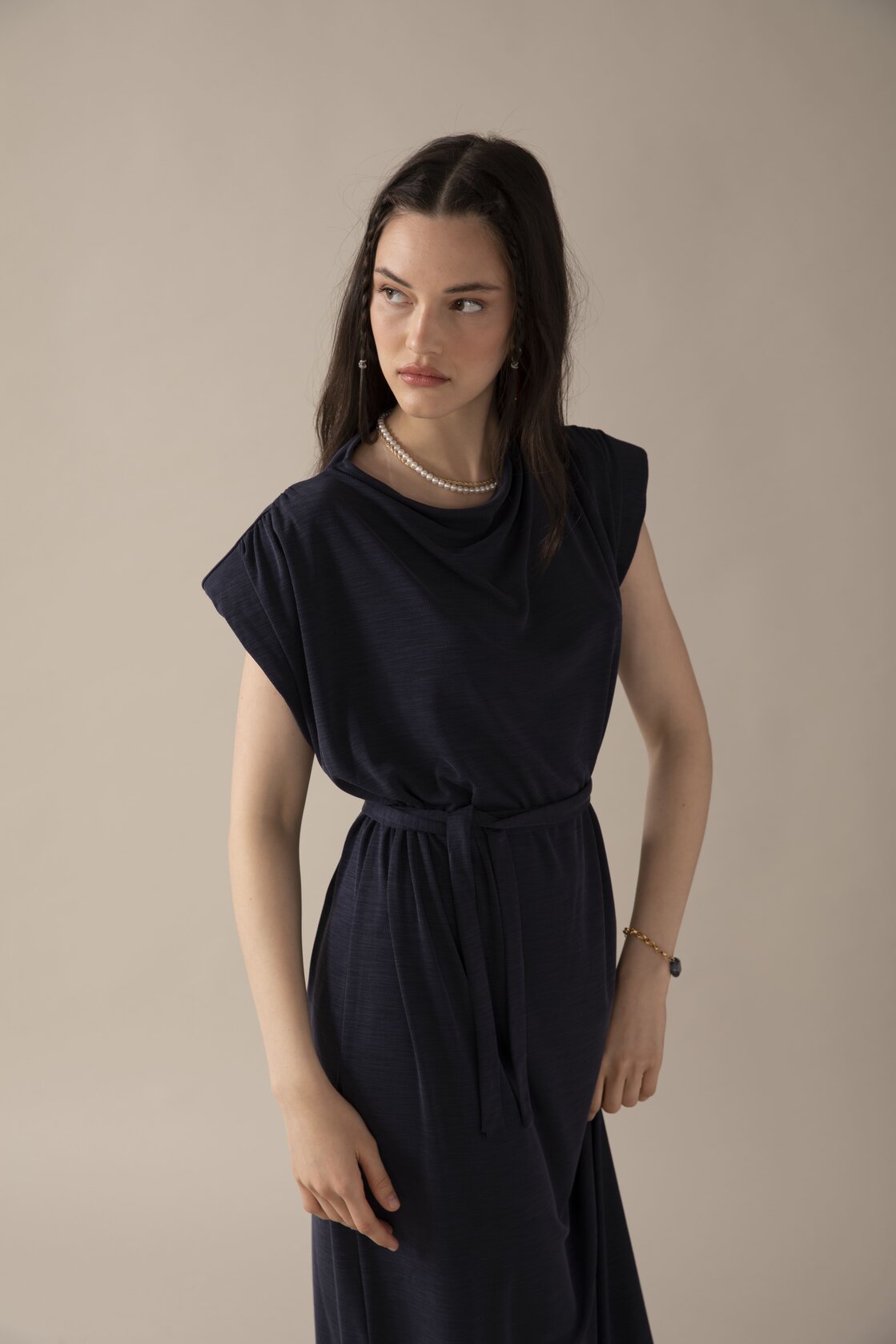 שמלה ליאוני -כחול נייבי